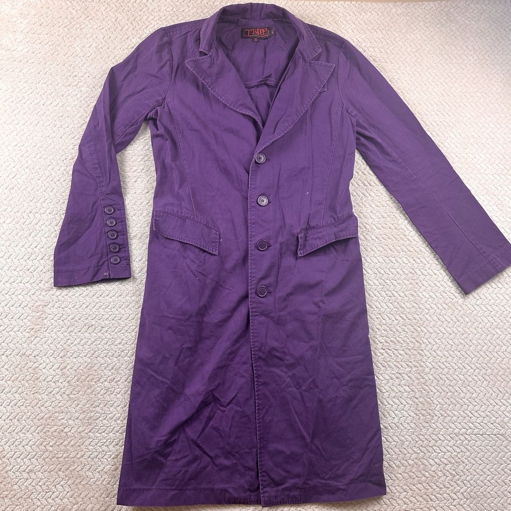 Tripp NYC Trench Coat Womens Size Medium Purple Goth Punk Jacket Y2K Grunge‎